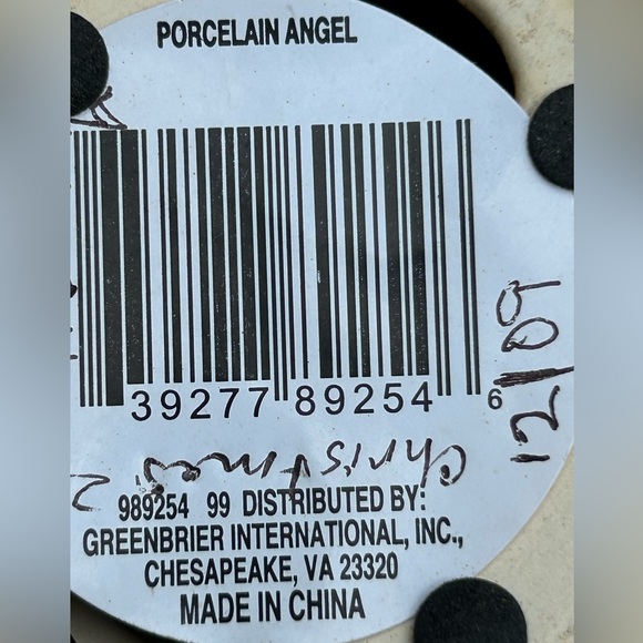 Greenbrier International Porcelain Angel with Harp - Picture 7 of 7